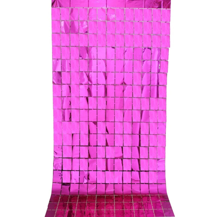 2 PCS 1x2M Square Rain Silk Door Curtain Birthday Party Background Wall Decoration(Rose Red)