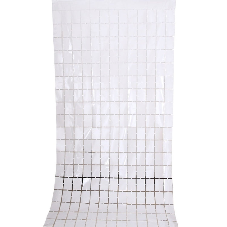 2 PCS 1x2M Square Rain Silk Door Curtain Birthday Party Background Wall Decoration(White)