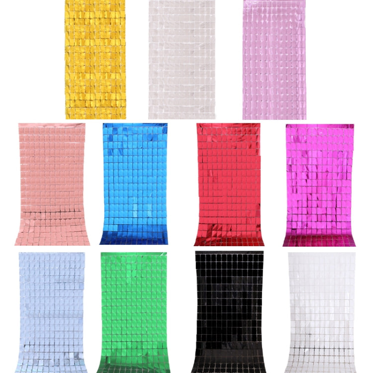 2 PCS 1x2M Square Rain Silk Door Curtain Birthday Party Background Wall Decoration(Light Blue)