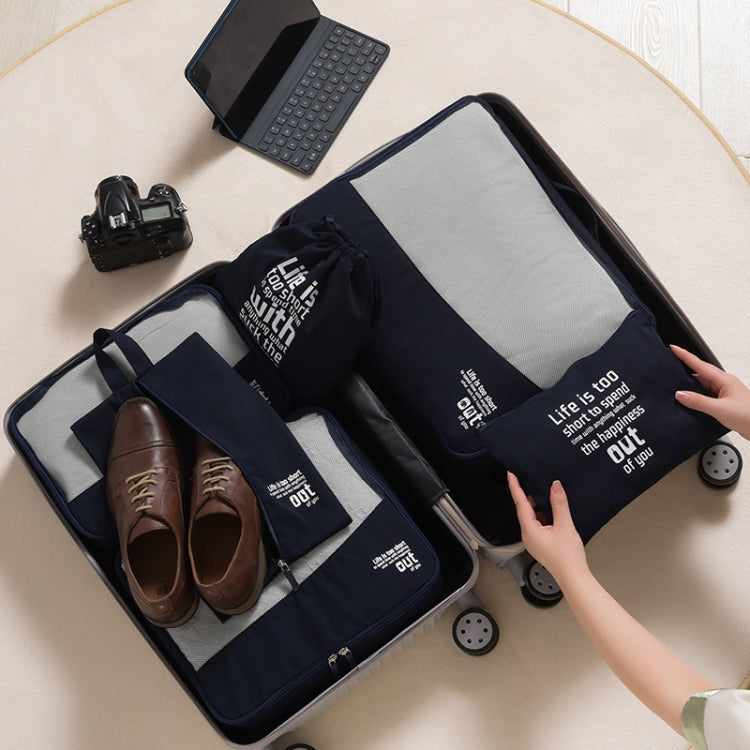 RH2203 6 In 1 Travel Portable Storage Bag Set Without Suitcase(Navy Blue)