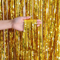 2 PCS Laser Rain Curtain Birthday Party Background Wall Decoration, Color: 1M Gold