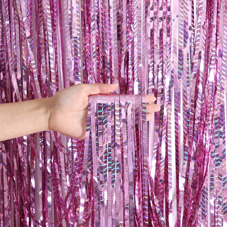 2 PCS Laser Rain Curtain Birthday Party Background Wall Decoration, Color: 1M Pink