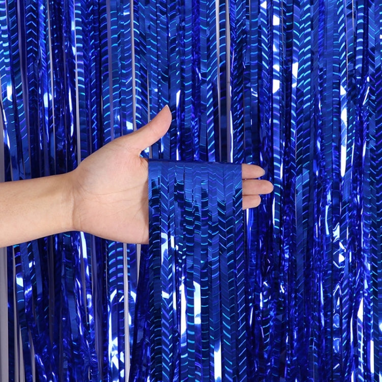 2 PCS Laser Rain Curtain Birthday Party Background Wall Decoration, Color: 1M Blue