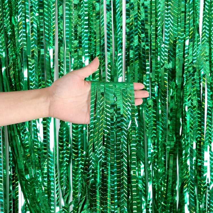 2 PCS Laser Rain Curtain Birthday Party Background Wall Decoration, Color: 1M Green