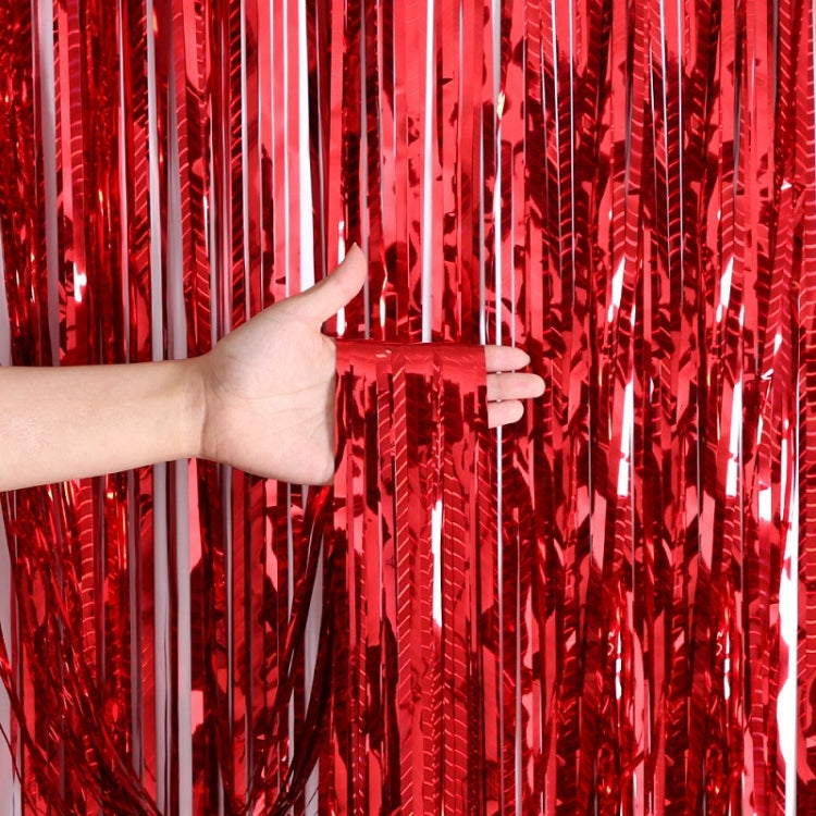 2 PCS Laser Rain Curtain Birthday Party Background Wall Decoration, Color: 1M Red