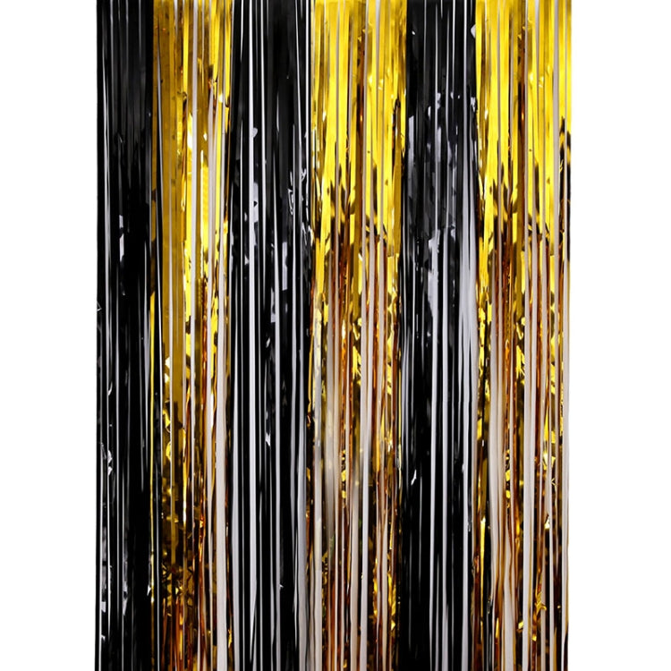 Black And Gold Rain Curtain Festival Party Decoration Props, Size: 1x2.5M