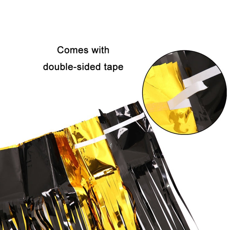 Black And Gold Rain Curtain Festival Party Decoration Props, Size: 1x2.5M