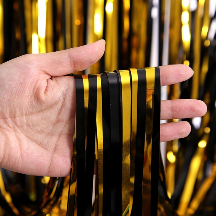 Black And Gold Rain Curtain Festival Party Decoration Props, Size: 1x2.5M
