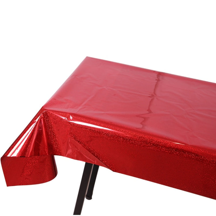 Birthday Party Foil Laser Tablecloth Wedding Decoration Supplies(1x2.7M Red)