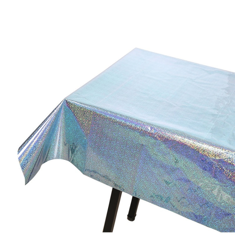 Birthday Party Foil Laser Tablecloth Wedding Decoration Supplies(1x2.7M Light Blue)