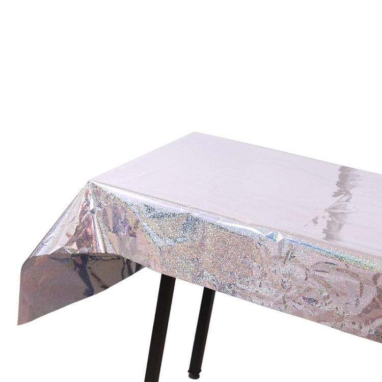 Birthday Party Foil Laser Tablecloth Wedding Decoration Supplies(1x2.7M Silver)
