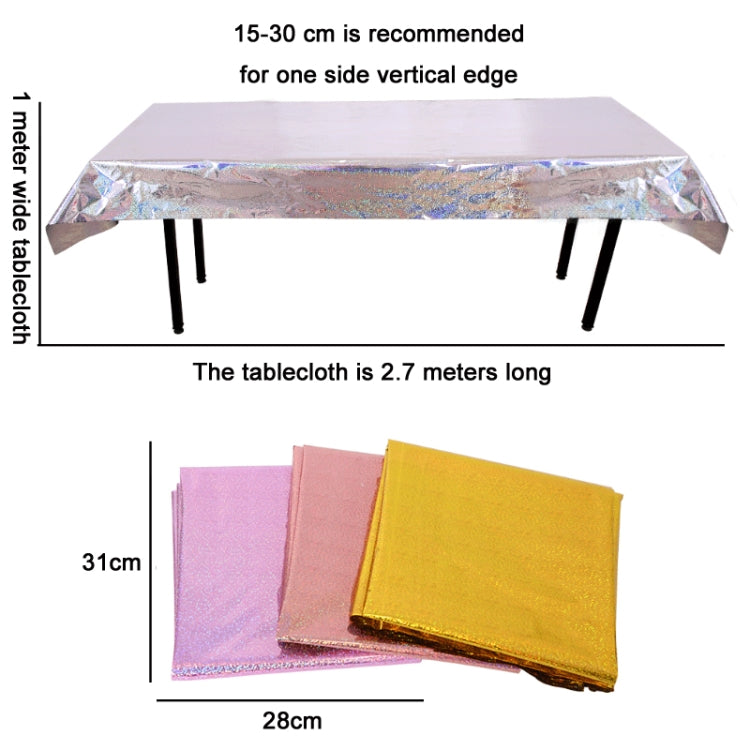 Birthday Party Foil Laser Tablecloth Wedding Decoration Supplies(1x2.7M Silver)