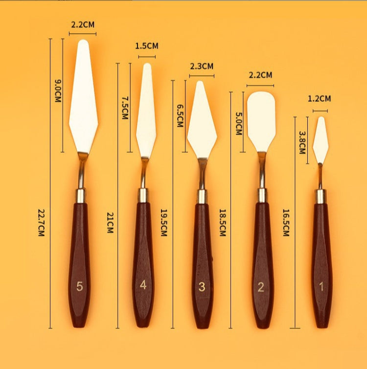 10 PCS Wooden Handle 3 Acrylic Painting Gouache Paint Knife