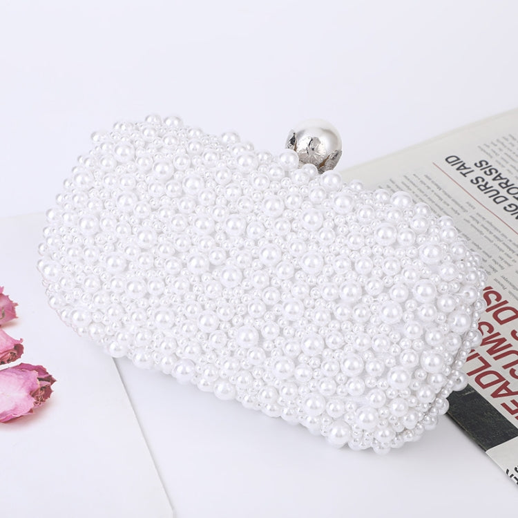 Pearl Evening Bag Soft Face Lock Ladies Shoulder Bag Crossbody Small Square Bag(White)