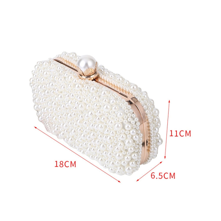 Pearl Evening Bag Soft Face Lock Ladies Shoulder Bag Crossbody Small Square Bag(White)