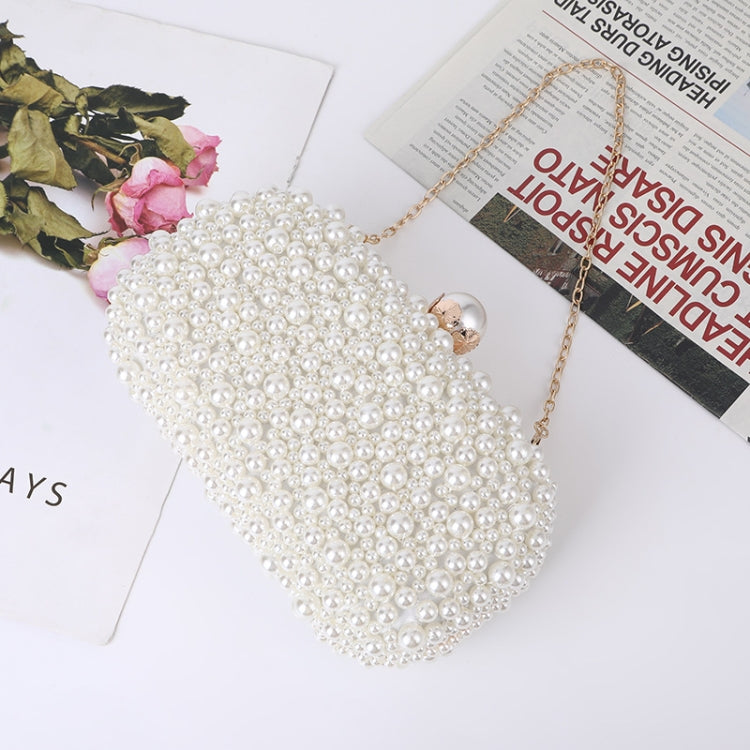 Pearl Evening Bag Soft Face Lock Ladies Shoulder Bag Crossbody Small Square Bag(Beige)