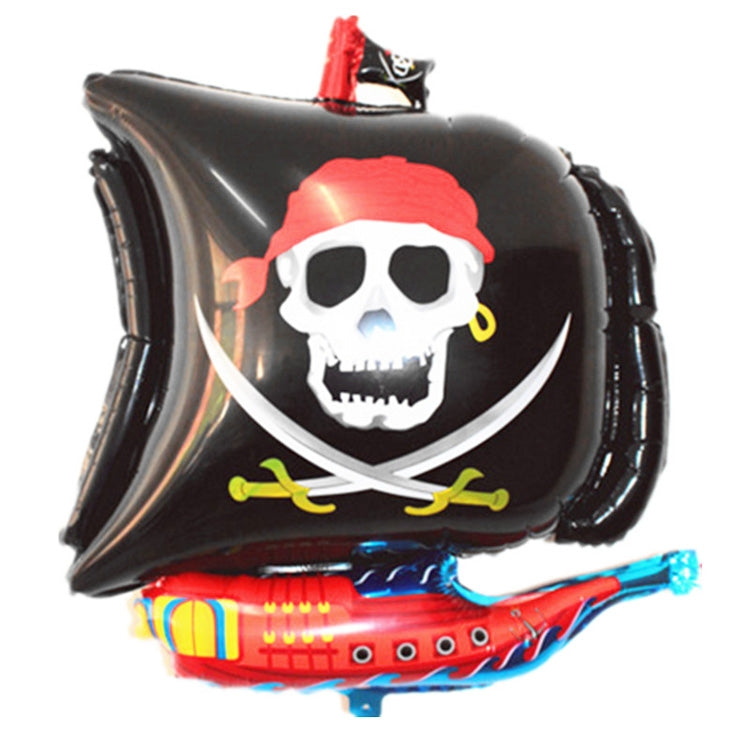 5PCS Pirate Ship Balloon Cartoon Halloween Aluminum Film Balloon(Black)