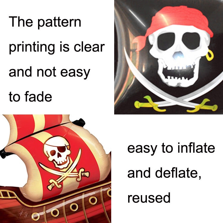 5PCS Pirate Ship Balloon Cartoon Halloween Aluminum Film Balloon(Red Black)