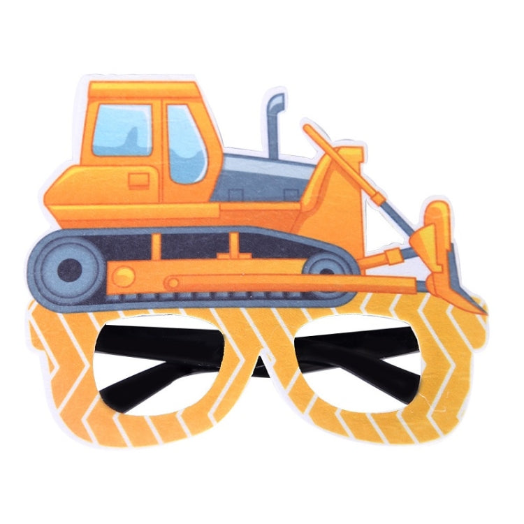 3 PCS Children Birthday Party Funny Glasses Photo Props(Orange Yellow Bulldozer)