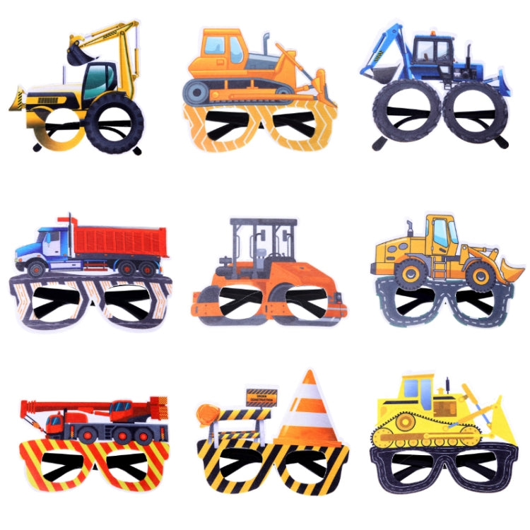 3 PCS Children Birthday Party Funny Glasses Photo Props(Orange Yellow Bulldozer)
