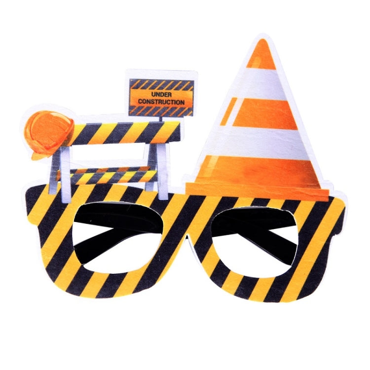 3 PCS Children Birthday Party Funny Glasses Photo Props(Construction Sign)