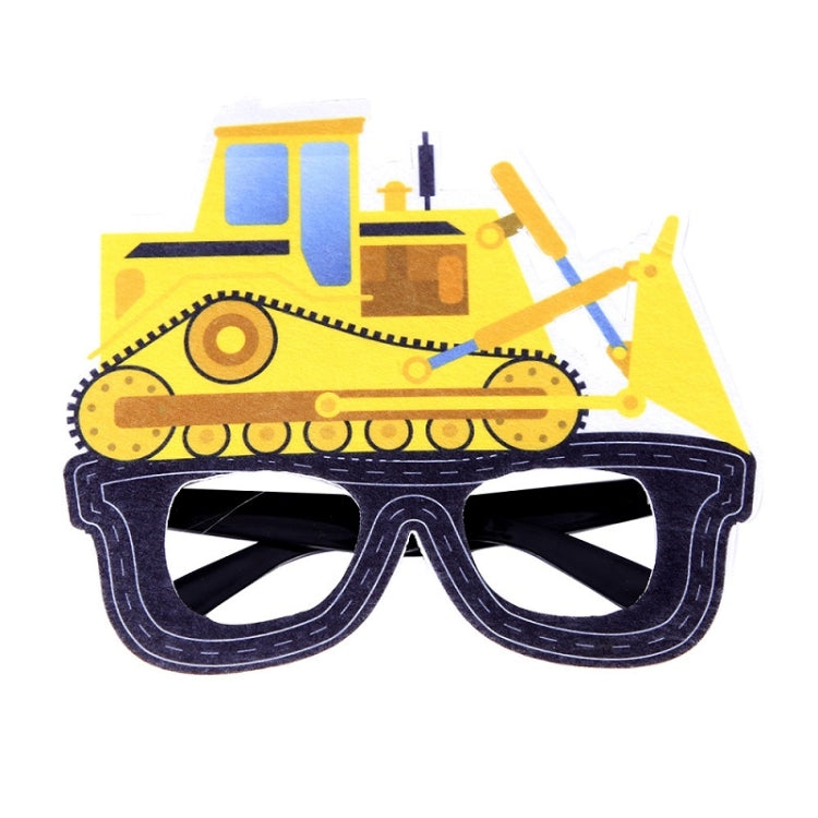 3 PCS Children Birthday Party Funny Glasses Photo Props(Golden Bulldozer)