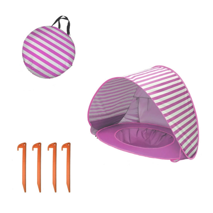 Baby Beach Tent With Pool Portable Foldable Sunshelter, Color: Pink Stripe