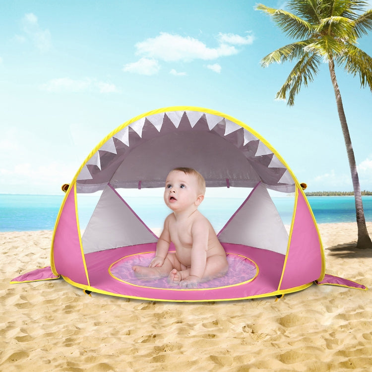 Baby Beach Tent With Pool Portable Foldable Sunshelter, Color: Whale Blue