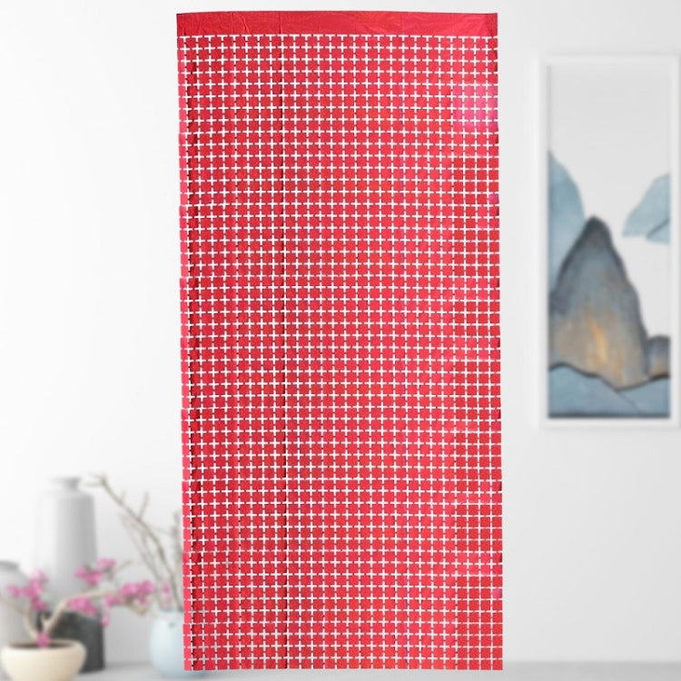 2 PCS Laser Square Rain Curtain Birthday Party Background Decoration(1x2M Red)