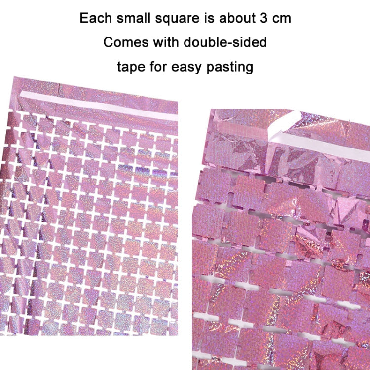 2 PCS Laser Square Rain Curtain Birthday Party Background Decoration(1x2M Gold)