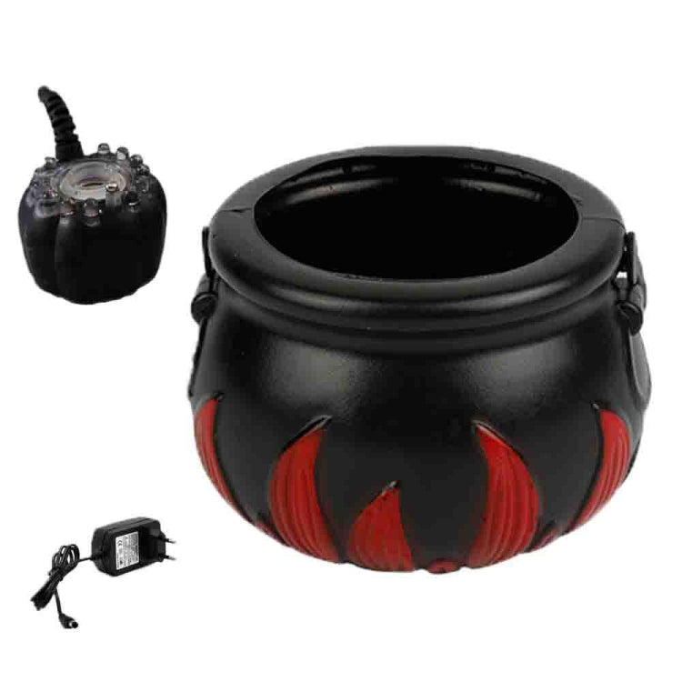 Halloween Witch Barrel Pumpkin Smoker Scene Arrangement(EU Plug-Red Fire Barrel)