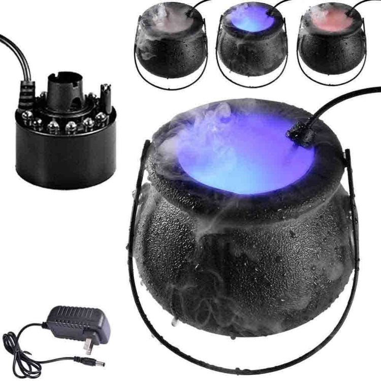 Halloween Witch Barrel Pumpkin Smoker Scene Arrangement(US Plug-Red Fire Barrel)