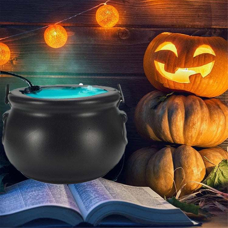 Halloween Witch Barrel Pumpkin Smoker Scene Arrangement(US Plug-Red Fire Barrel)