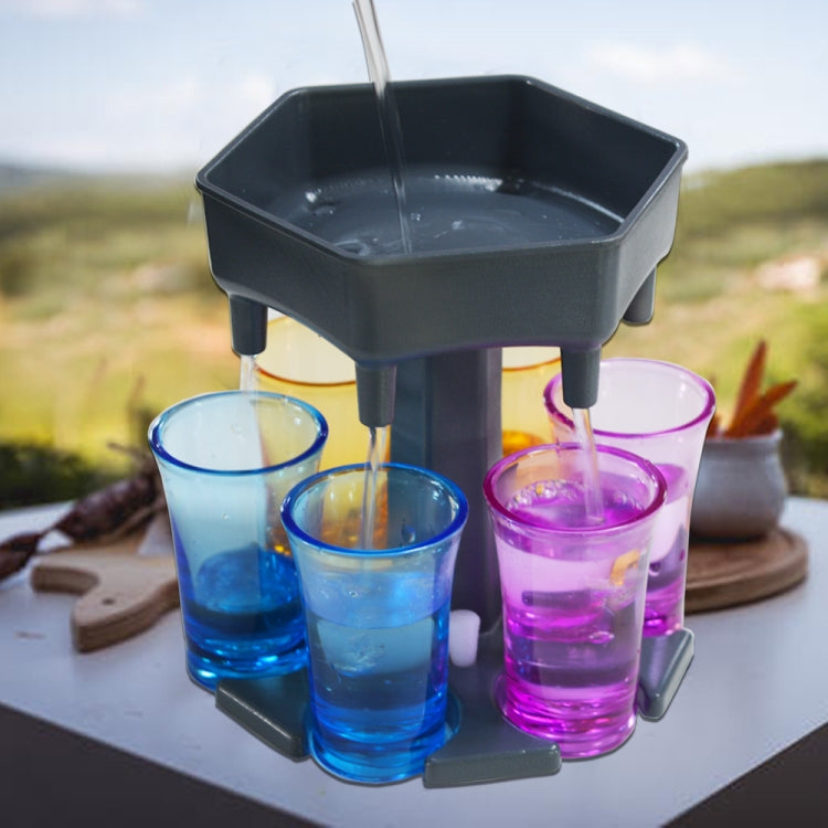 Bar Party 6 Cups Hexagon Wine Dispenser Wine Pourer Gray+6 Transparent Cups