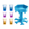 Bar Party 6 Cups Hexagon Wine Dispenser Wine Pourer Blue+6 Colorful Cups