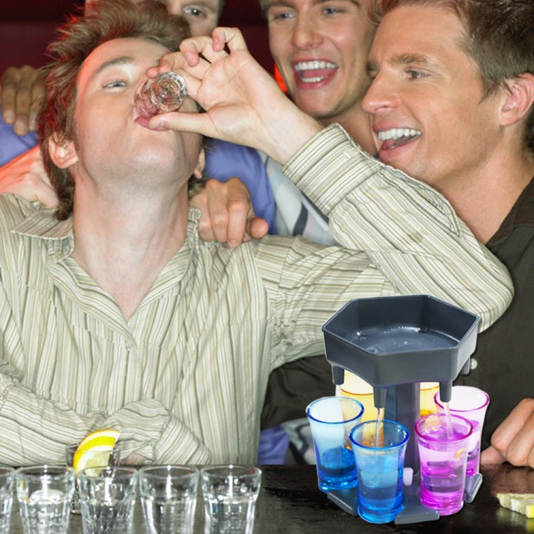 Bar Party 6 Cups Hexagon Wine Dispenser Wine Pourer Blue+6 Colorful Cups
