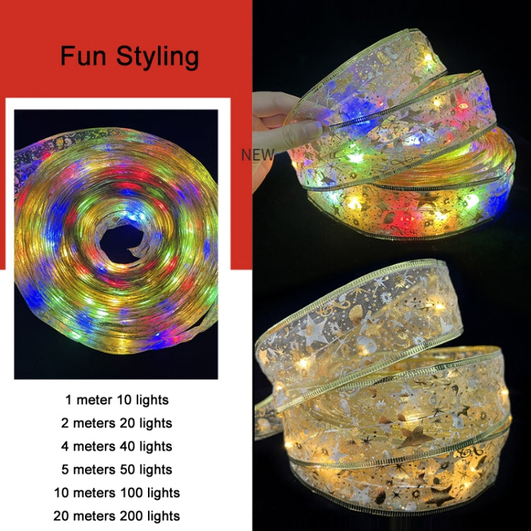 Christmas LED Lights Bronzing Double Ribbon String Lights, Specification: 1m(Silver Warm Light)