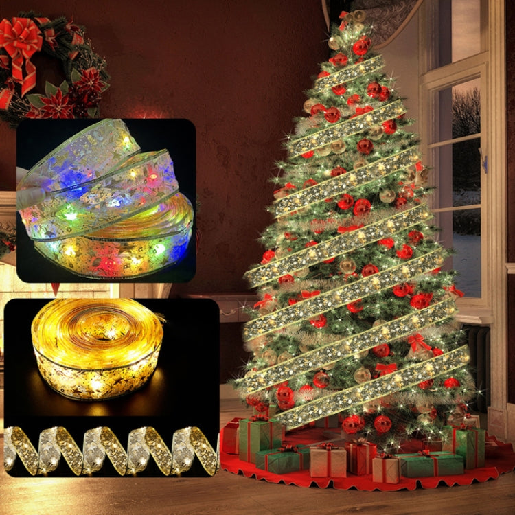 Christmas LED Lights Bronzing Double Ribbon String Lights, Specification: 4m(Gold Red Color Light)