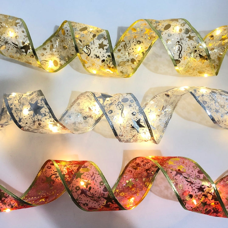 Christmas LED Lights Bronzing Double Ribbon String Lights, Specification: 4m(Gold Warm Light)