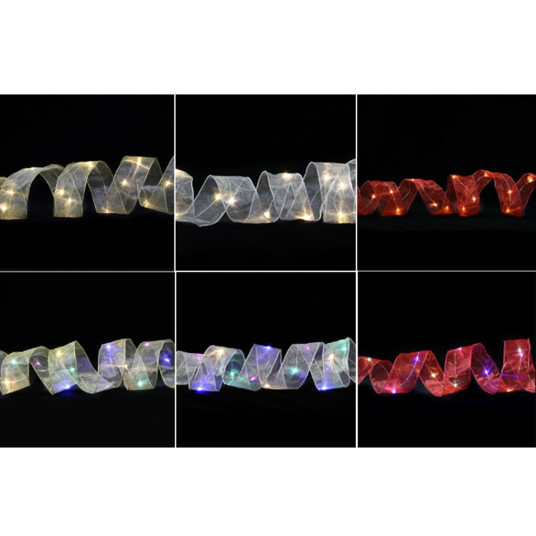 Christmas Ornament Double Light Board Yarn Ribbon String Lights, Specification: 20m(Gold Warm Light)