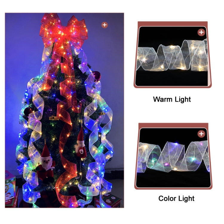 Christmas Ornament Double Light Board Yarn Ribbon String Lights, Specification: 2m(Silver Warm Light)