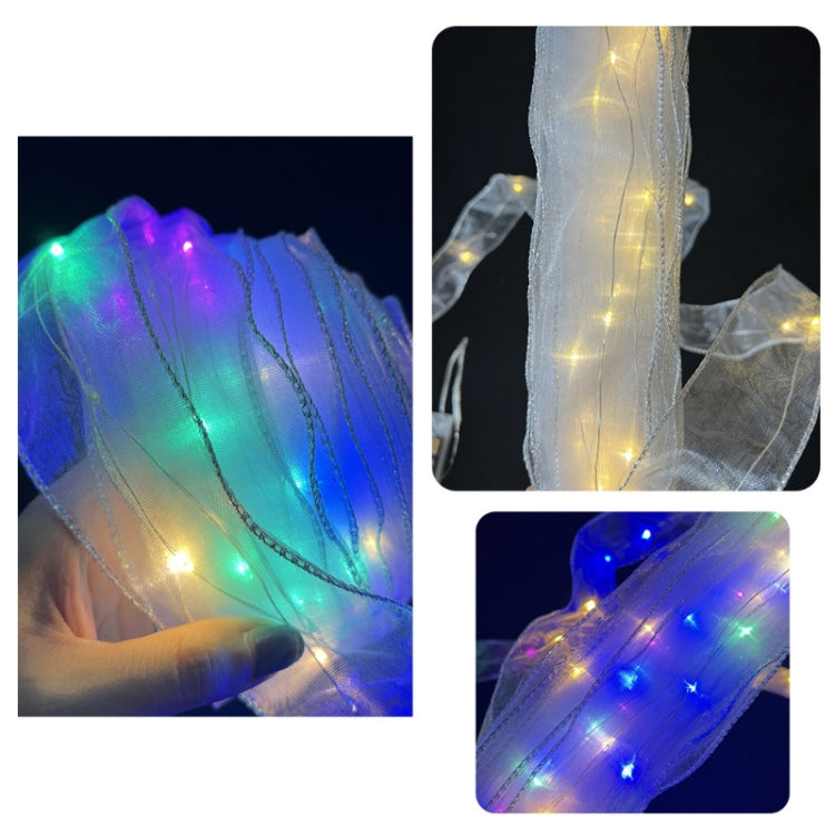 Christmas Ornament Double Light Board Yarn Ribbon String Lights, Specification: 2m(Silver Color Light)