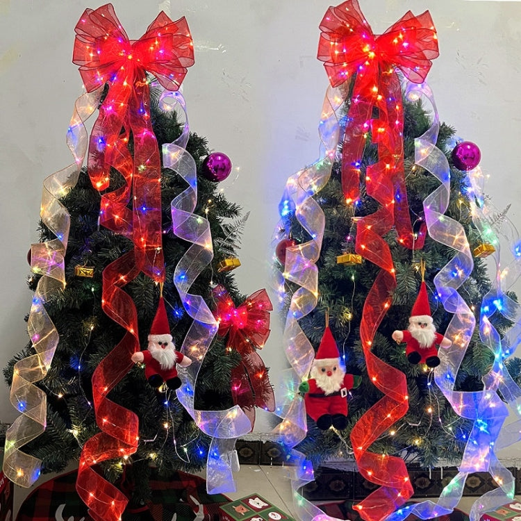 Christmas Ornament Double Light Board Yarn Ribbon String Lights, Specification: 10m(Gold Warm Light)