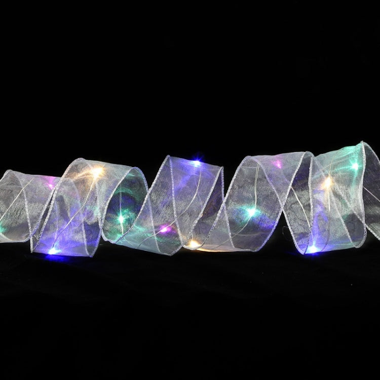Christmas Ornament Double Light Board Yarn Ribbon String Lights, Specification: 2m(Silver Color Light)