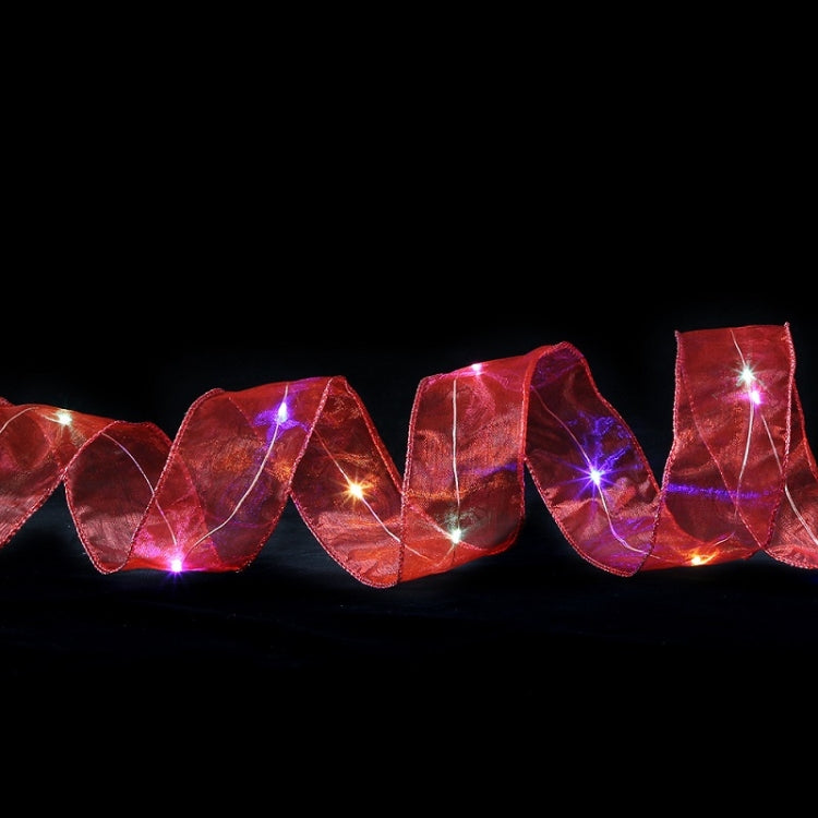 Christmas Ornament Double Light Board Yarn Ribbon String Lights, Specification: 4m(Red Color Light)