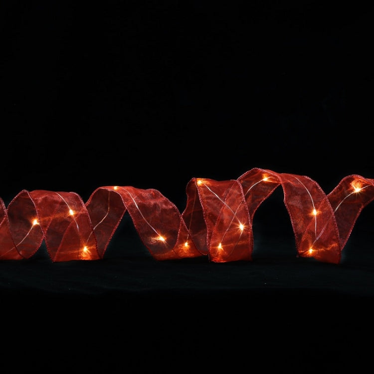 Christmas Ornament Double Light Board Yarn Ribbon String Lights, Specification: 10m(Red Warm Light)