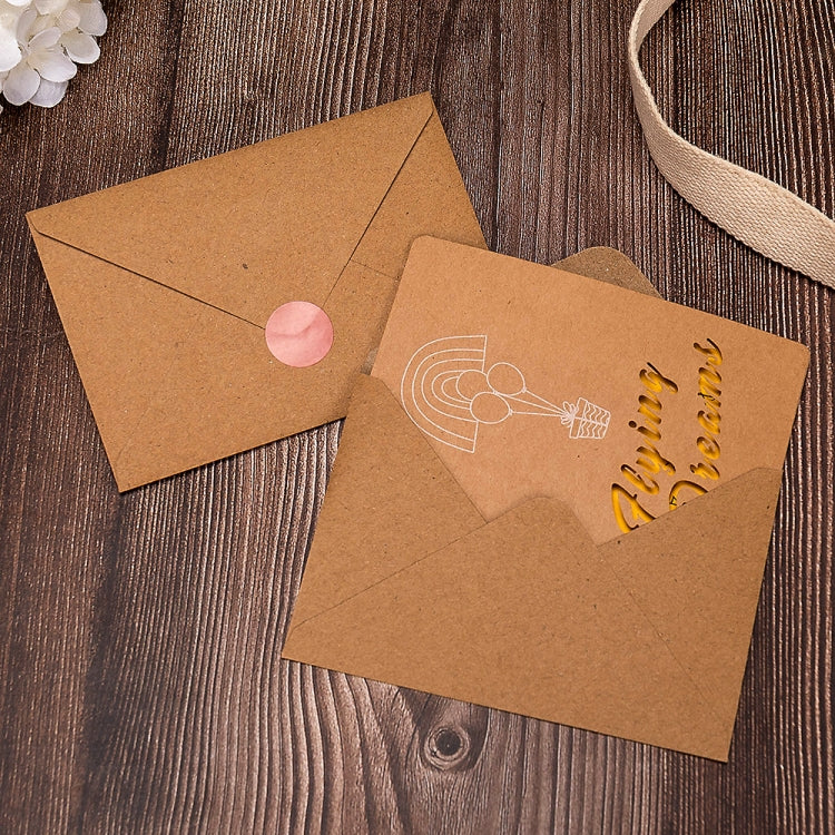 10 PCS Retro Hollow Kraft Blessing Card with Envelope(Beautiful Life)