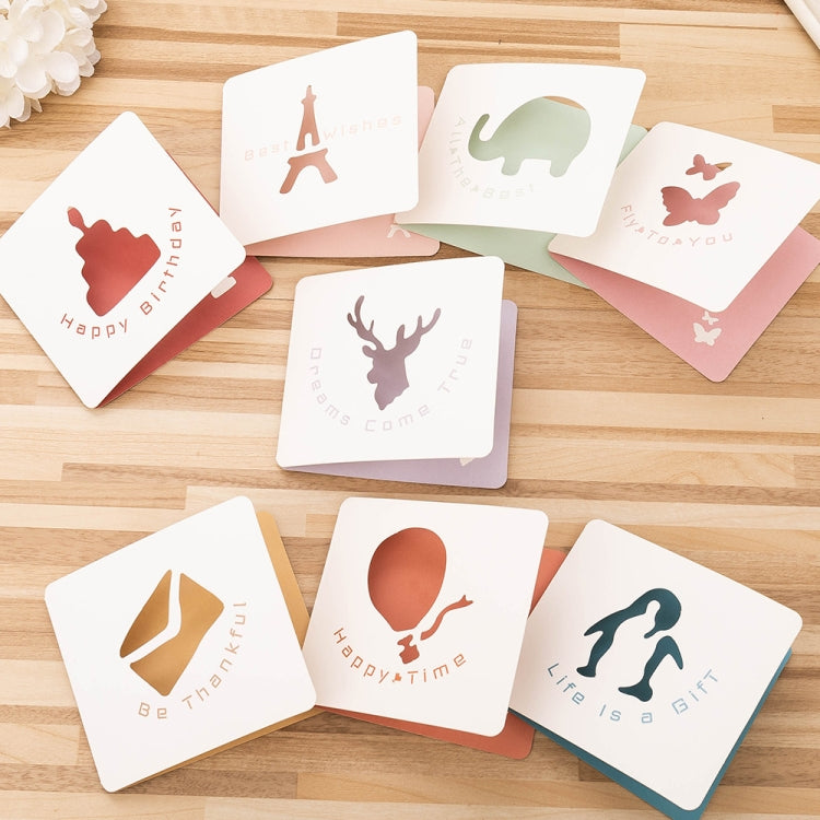 10 PCS Cute Hollow Cartoon Greeting Card(The Best Blessing)
