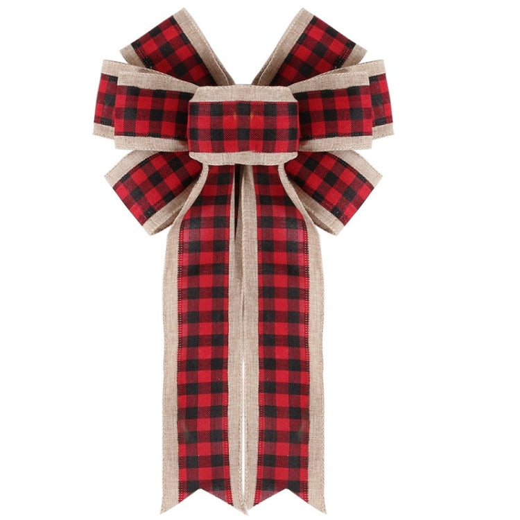 Fine Linen Plaid Christmas Bow Festive Scene Decoration(Red Plaid)