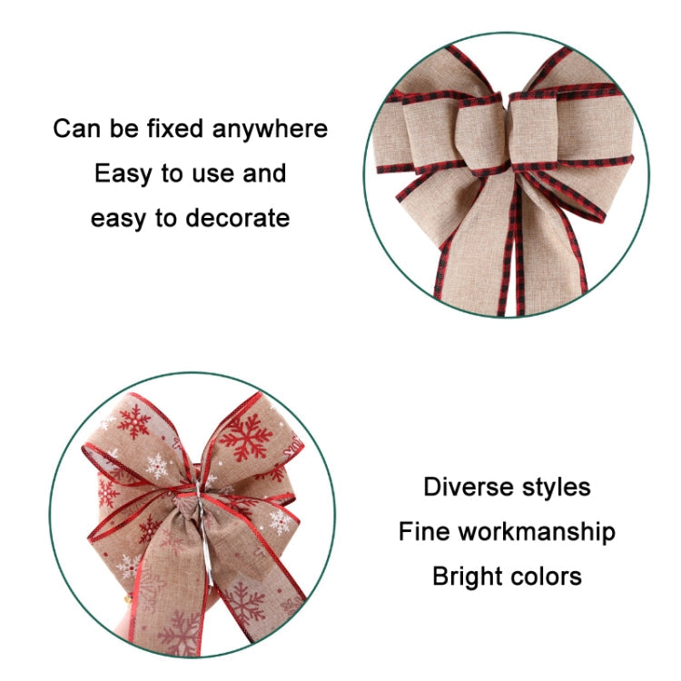 Fine Linen Plaid Christmas Bow Festive Scene Decoration(Red Plaid)